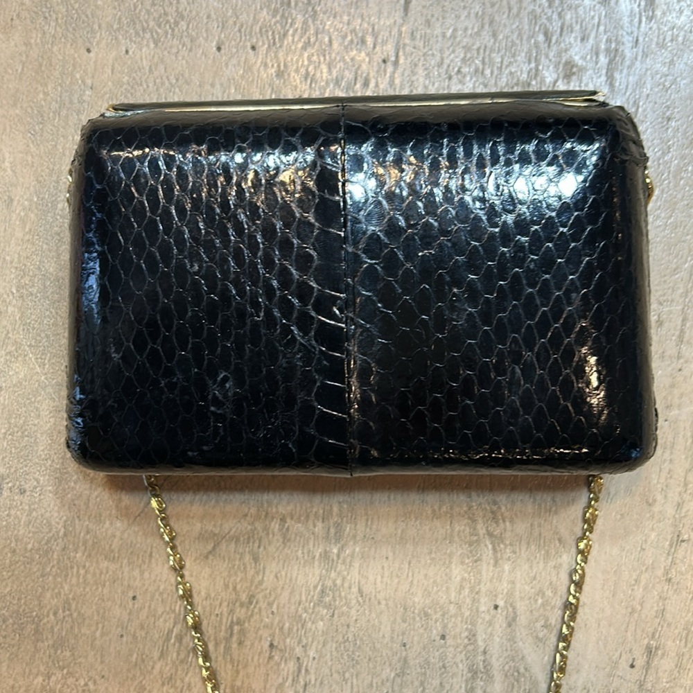 Sasha vintage purse, black with gold tones and rhinestones. - Picture 5 of 6